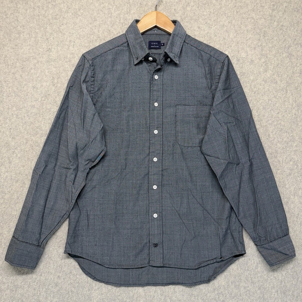 Taylor Stitch Civic Button Down Shirt Mens 40 Gray Chambray Long Sleeve